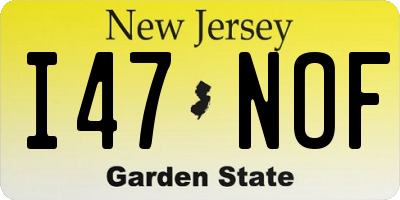 NJ license plate I47NOF