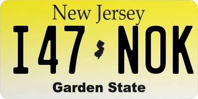 NJ license plate I47NOK