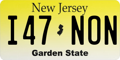 NJ license plate I47NON