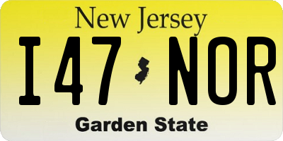 NJ license plate I47NOR