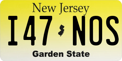 NJ license plate I47NOS