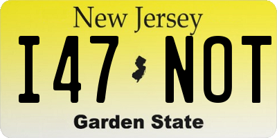 NJ license plate I47NOT