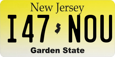 NJ license plate I47NOU
