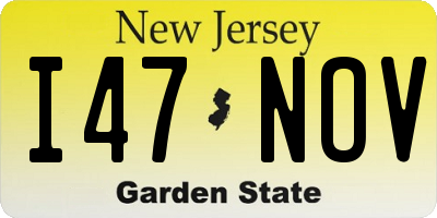 NJ license plate I47NOV
