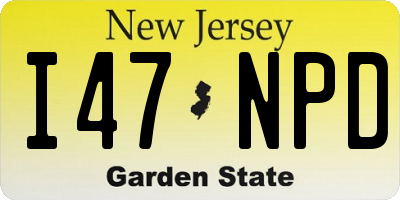 NJ license plate I47NPD