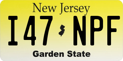 NJ license plate I47NPF
