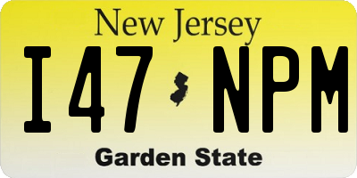 NJ license plate I47NPM