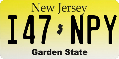 NJ license plate I47NPY