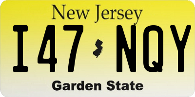 NJ license plate I47NQY