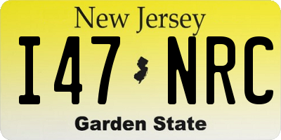 NJ license plate I47NRC
