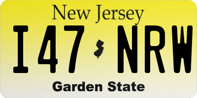 NJ license plate I47NRW