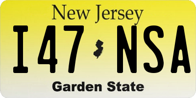 NJ license plate I47NSA