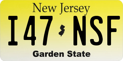 NJ license plate I47NSF