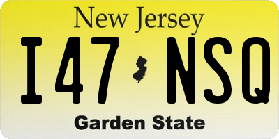 NJ license plate I47NSQ