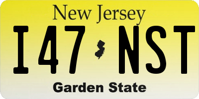 NJ license plate I47NST