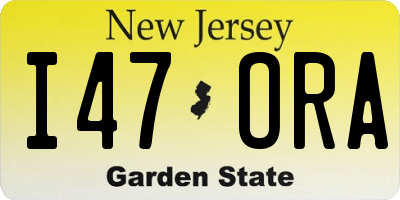 NJ license plate I47ORA