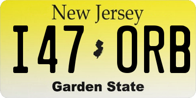 NJ license plate I47ORB