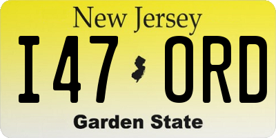 NJ license plate I47ORD