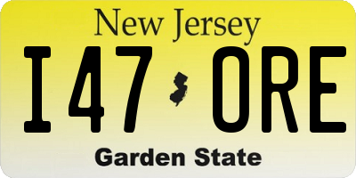 NJ license plate I47ORE