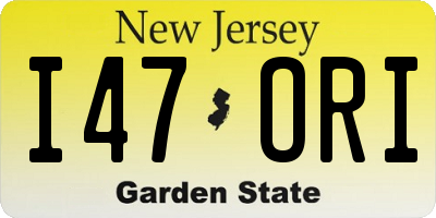 NJ license plate I47ORI