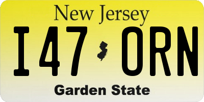 NJ license plate I47ORN
