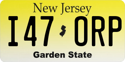 NJ license plate I47ORP