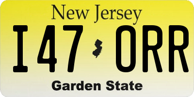 NJ license plate I47ORR