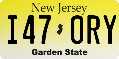 NJ license plate I47ORY