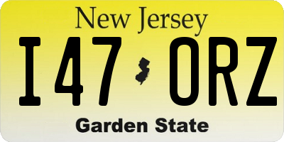 NJ license plate I47ORZ