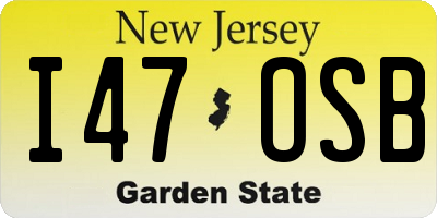 NJ license plate I47OSB