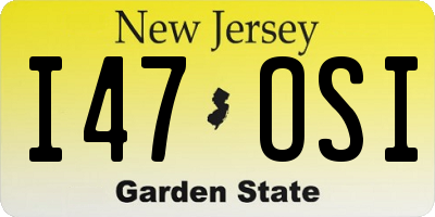 NJ license plate I47OSI