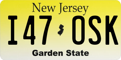 NJ license plate I47OSK