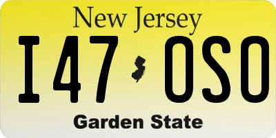 NJ license plate I47OSO