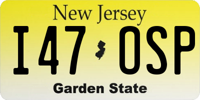 NJ license plate I47OSP
