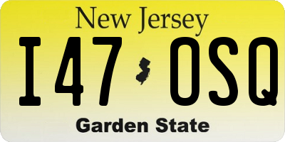 NJ license plate I47OSQ