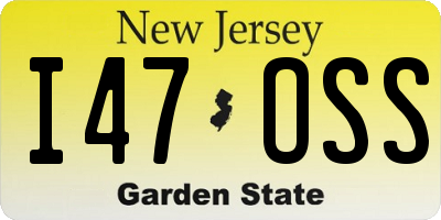 NJ license plate I47OSS