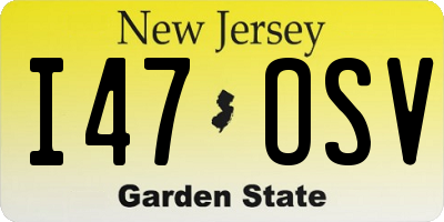 NJ license plate I47OSV
