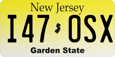 NJ license plate I47OSX