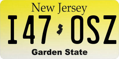 NJ license plate I47OSZ