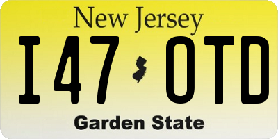 NJ license plate I47OTD