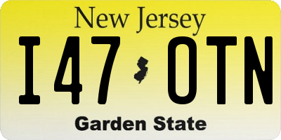 NJ license plate I47OTN
