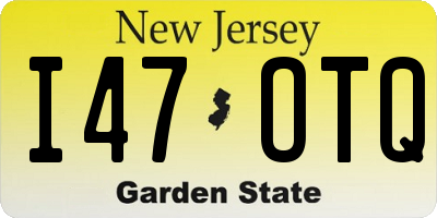 NJ license plate I47OTQ