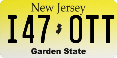 NJ license plate I47OTT