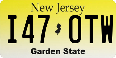 NJ license plate I47OTW