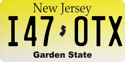 NJ license plate I47OTX