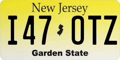 NJ license plate I47OTZ