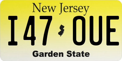 NJ license plate I47OUE