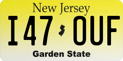 NJ license plate I47OUF