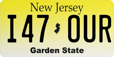NJ license plate I47OUR