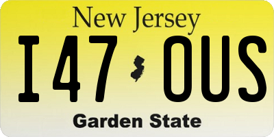 NJ license plate I47OUS